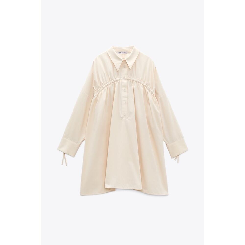 Zara Ruched Front Shirt Dress - Picture 4 of 13